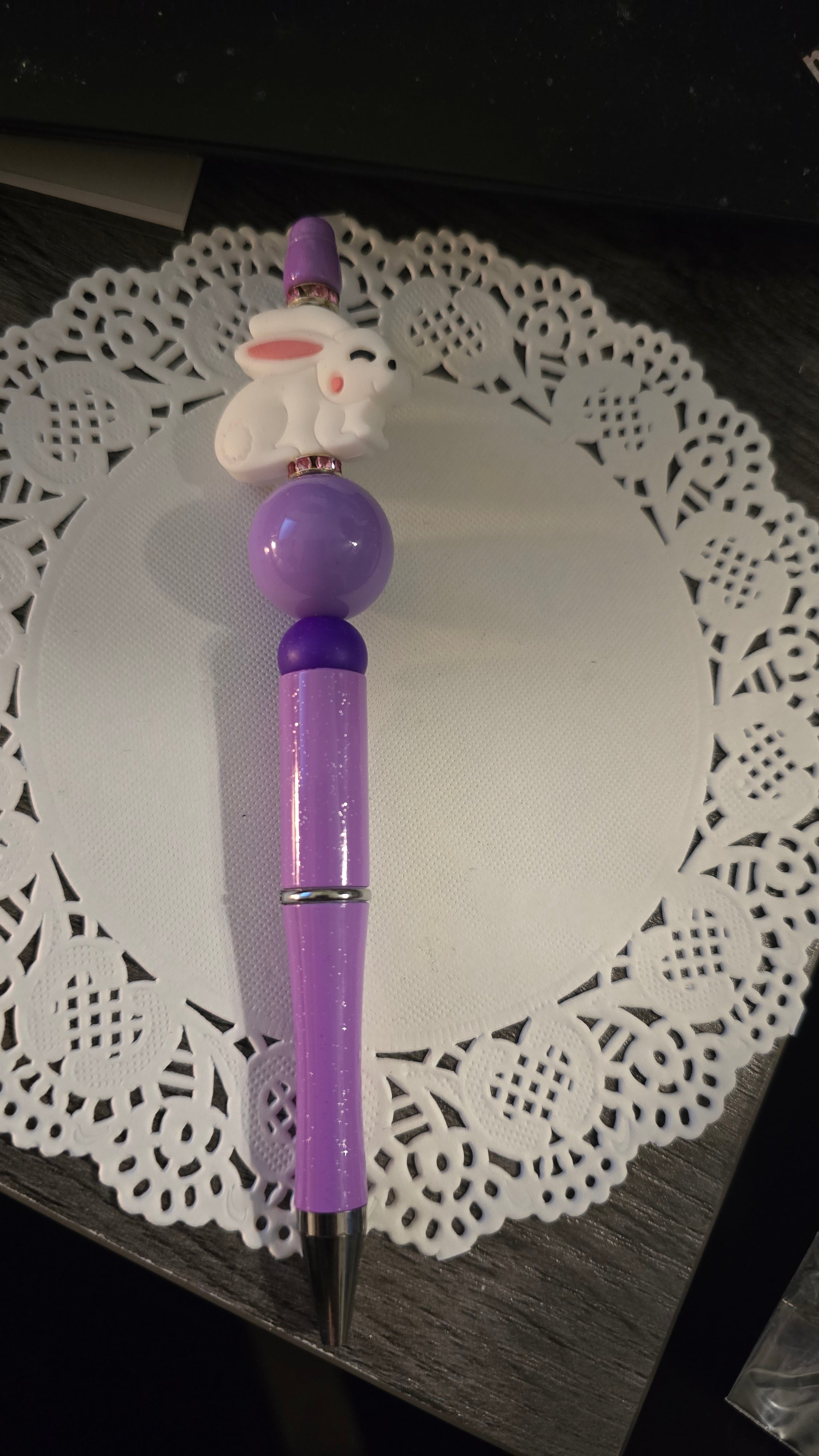 Lavender pen with a bunny